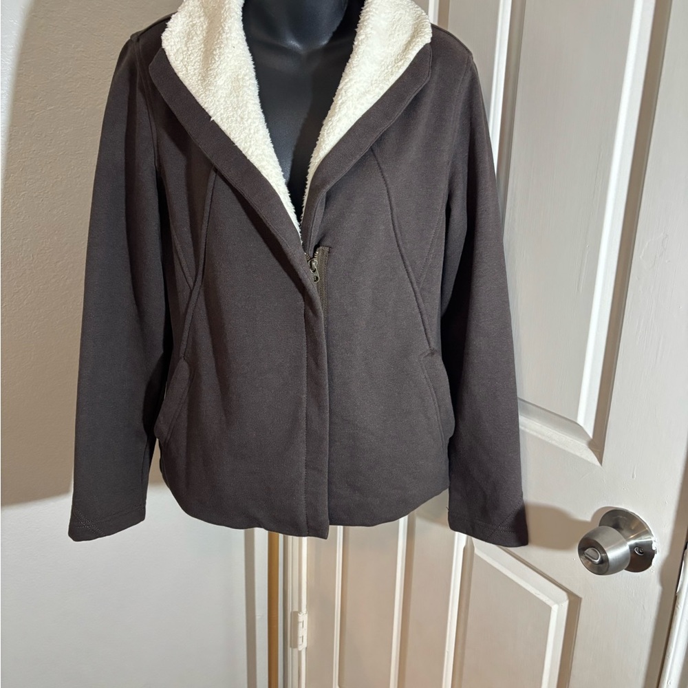 Coldwater Creek Brown and Cream Teddy Jacket